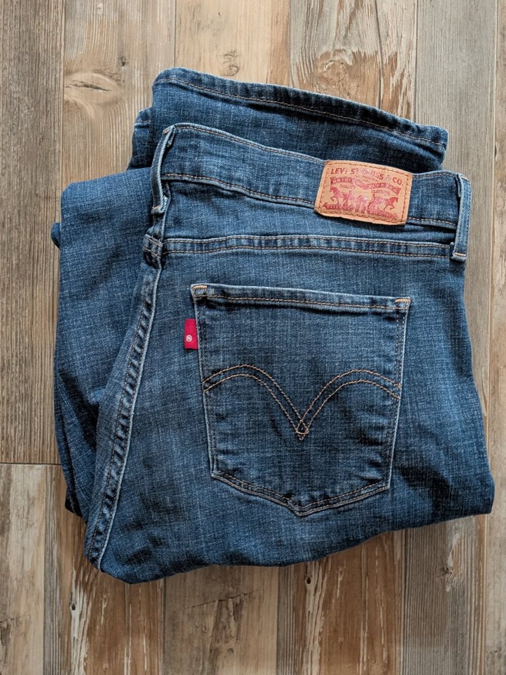 Levis Classic Bootcut Tall Jeans Womens 12L W31‎ L34 Blue Med Wash Stretch Denim